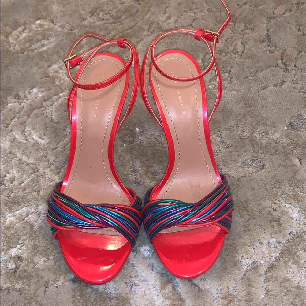 Zara red multicolored strappy heels